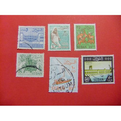 51 Soudan République Soudan 1962 / Timbres 144 +148 + 149 + 153 +154 + 156 Fu Sans Filigrane