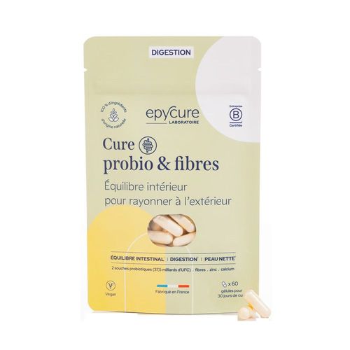 Cure Probio & Fibres (60 Caps)| Probiotiques Et Enzymes|Epycure 