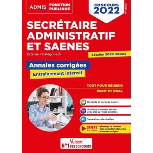 Annales Corrigées Secrétaire Administratif Et Saenes - Catégorie B - Concours 2022