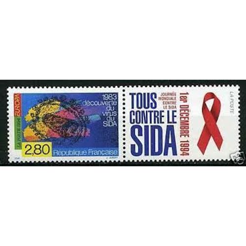 Journée Mondiale De Lutte Contre Le Sida Vignette Attenante Année 1994 N° 2916 Yvert Et Tellier Luxe