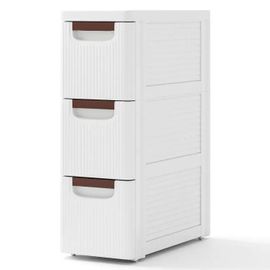 Costway Commode Étroite Avec 3 Tiroirs, Avec Roues Intégrées, Pour Salle De Bain, Studio & Salon, 42 X 19 X 57 Cm, Blanc
