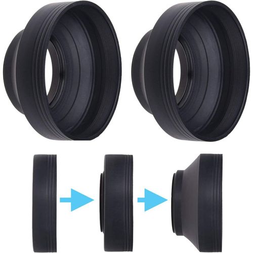 77Mm Pare-Soleil Pour Appareil Photo Caoutchouc Ensemble De 2 Pliable En 3 Étapes Pare-Soleil Réduit Les Reflets Des Lentilles Protège Con[ZHA5220001]1157]