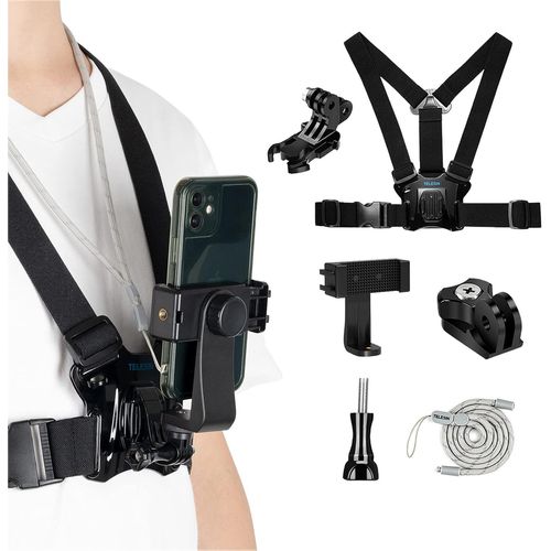 Sangle De Poitrine Universelle Pour Appareil Photo D'Action Et Téléphone - Pour Smartphone Gopro Hero 13 12 11 10 9 8 7 Insta360 X5 X4 X3,One X2 Dji Action 4/3 - Kit D'Accessoi[ZHA5220001]94]