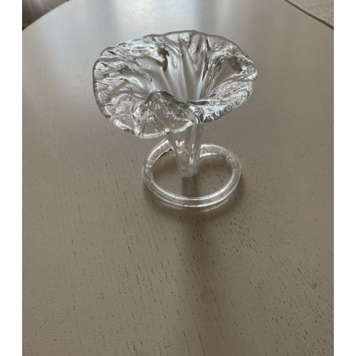 Vase trompette Murano en verre soufflé à spirale – Vintage Italien