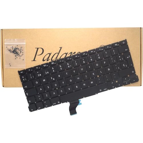 SHIBA-Padarsey Clavier Remplacement Espagnol Compatible MacBook Pro Retina 33 cm A1502 (Tard 2013 - début 2015) avec 80 PCE Vis[664]