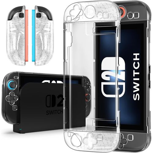 Shiba-Coque Compatible Avec Nintendo Switch 2, Résistant Aux Rayures, Antidérapant, Antichoc Avec Poignées Pouce - Transparent[111]