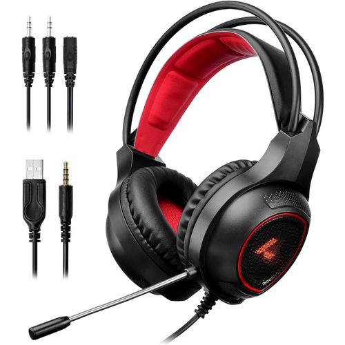 Shiba-Casque De Jeu Avec Microphone Et Lumière Led, Entrée 3.5 Mm (Pour Pc, Ps4, Xbox One, Nintendo Switch Et Plus)[1526]
