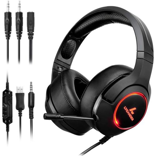 Shiba-Casque De Jeu Avec Microphone Et Lumière Led, Entrée 3.5 Mm (Pour Pc, Ps4, Xbox One, Nintendo Switch Et Plus)[1529]