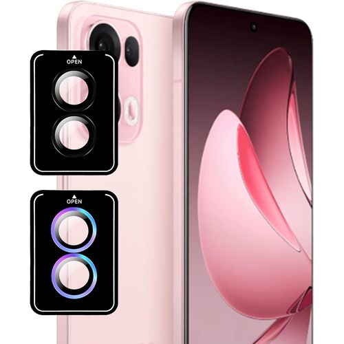Shiba-Film Appareil Photo Pour Oppo Reno 13 Pro 5g, 2 Pièces Anti-Rayures Caméra En Verre Trempé, Dureté 9h, Sans Bulles, Noir Et [1