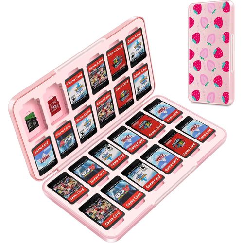 Shiba-Mignon Rose Boite De Rangement Jeux Switch Pour Nintendo Switch,Étui De Rangement Pour Carte De Jeu Portable Avec 24 Emplace[8