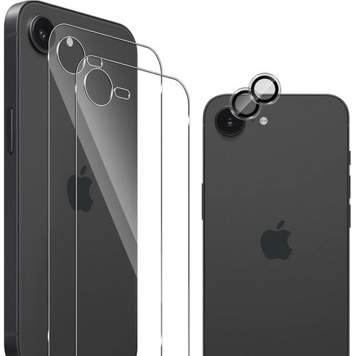 Shiba-Compatible Avec Iphone 16e 2025 Arrière Verre Trempé + Caméra Arrière Protecteur (2+2 Pièces), 9h Dureté Hd Sans Bulles Anti[2