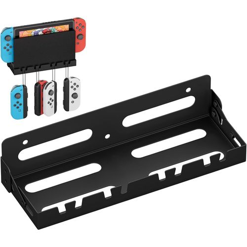 Shiba-Support Mural En Métal Pour Nintendo Switch/Switch Oled Avec 4 Crochets Joy-Con Noir[652]