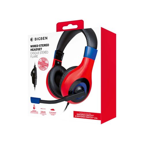 Casque Stéréo Filaire Rouge Et Bleu Nintendo Switch, Nintendo Switch Lite Et Nintendo Switch Oled