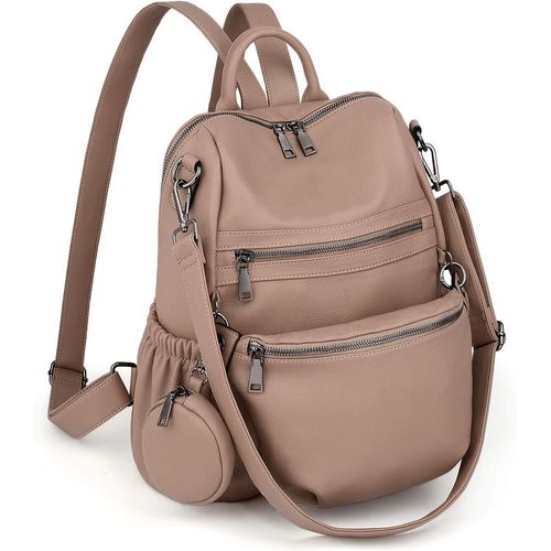 SHIBA-Femme Sac porté Dos Anti-Vol Sac à Main porté épaule Glands Multi Compartiment PU Cuir lavé[123]