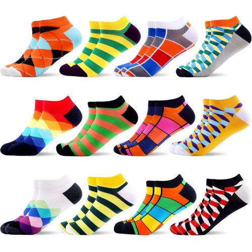 Shiba-Courtes Chaussettes À Motifs Décontractées Colorées Pour Hommes Chaussettes Chevilles Amusantes En Coton Peigné 12 Paires[1094]