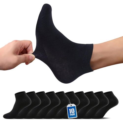 Shiba-Chaussettes Homme Femme Lot De 10 Paires - Coton Socquettes Invisibles Respirant Chaussettes De Sport Running - Noir, Blanc [505]