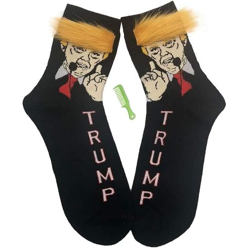 Shiba-Chaussettes Pour Homme Avec Personnage De Donald Trump | Idée Cadeau Pour Homme | Design De Cheveux Rigolos Avec Mini Peigne[3934]