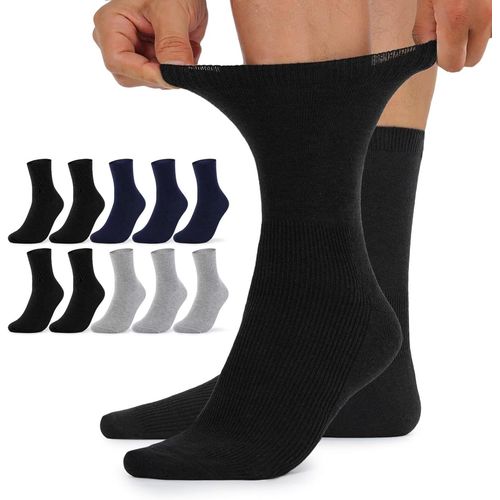 Shiba-10 Paire Chaussettes Homme Femme Diabetiques Sans Elastique Coton Socquettes Non Comprimantes[550]