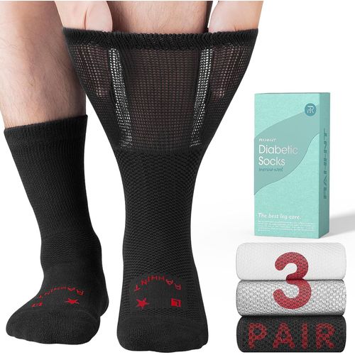 Shiba-Laine Mérinos Chaussettes Diabetiques 3 Paires, Chaussettes De Bambou Sans Elastique Sans Couture Homme Femme[3960]