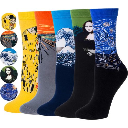 Shiba-Arte Chaussettes Homme Fantaisie Avec Motif De Peinture À L'huile Humour Chaussettes Pour Homme Cotton[1580]