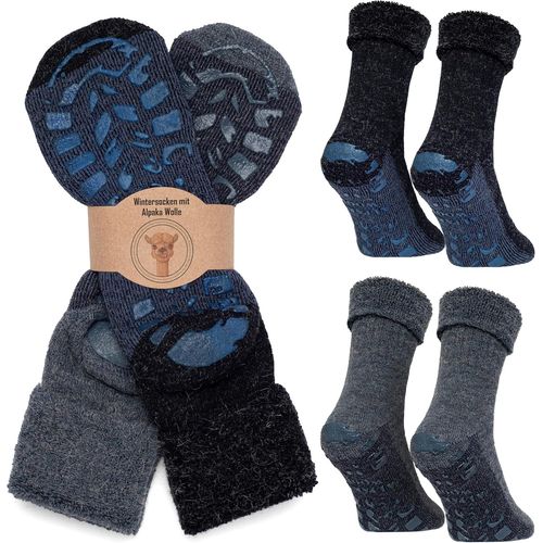 Shiba-® Lot De 2 Paires De Chaussettes En Laine D'alpaga Pour Homme Et Femme - Chaussettes D'hiver Chaudes - Chaussettes Thermique[2991]