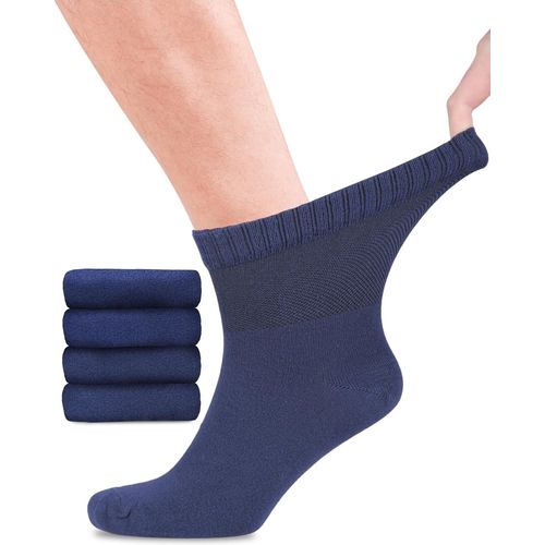 Shiba-Lot De 4 Paires De Chaussettes Diabétiques En Bambou Avec Lycra Pour Homme - Hauteur Cheville - Sans Couture À La Base Des O[949]