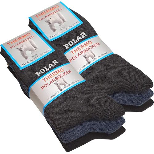 Shiba-Lot De 6 Paires De Chaussettes Homme Thermo - Tissu Éponge - Noir/Gris Anthracite/Marine Bleu[2300]