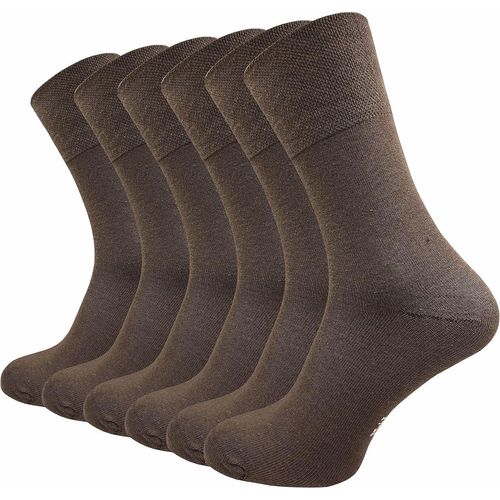 Shiba-Chaussettes Sans Pression Élastique Pour Homme (6 Paires) | Chaussettes Diabétiques En Coton Avec Bord Extra Large | Pointe [3809]