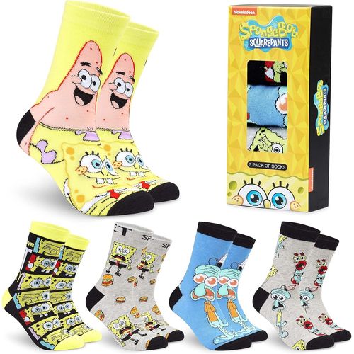 Shiba-Bob L¿Éponge Chaussettes Homme Fantaisie, Coffret 5 Paires De Chaussettes Homme Humour, Idée Cadeau Adulte Ado 39-44, 40-45[1052]