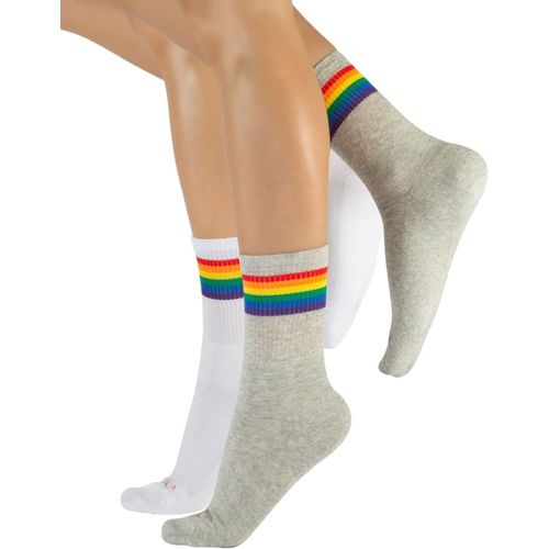 Shiba-2 Paires Socquettes Unisex Arc-En-Ciel| Chaussettes En Coton Pour Hommes Et Pour Femme | Gris, Blanc, Noir | 35/38-39/42-43/[1771]