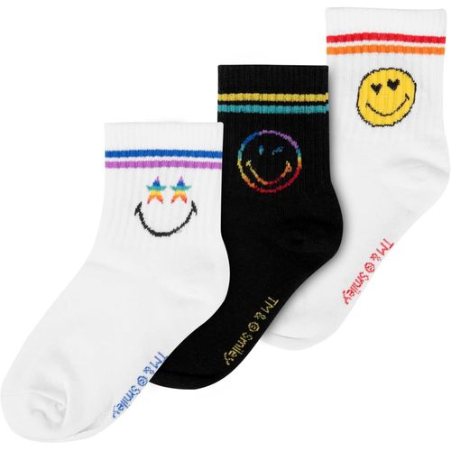 Shiba-Smileyworld Lot De 3 Paires De Chaussettes Pour Homme Et Femme Motif Smiley Unisexe Blanc/Noir[2822]