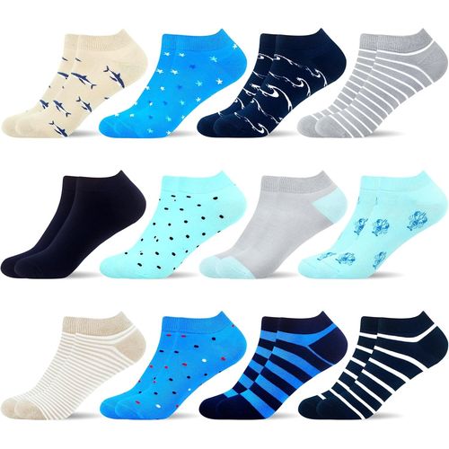 Shiba-Courtes Chaussettes À Motifs Décontractées Colorées Pour Hommes Chaussettes Chevilles Amusantes En Coton Peigné 12 Paires[1090]