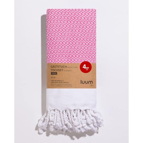 Shiba-® Hamam Lot De 4 Serviettes De Table Lavables 100 % Coton À Séchage Rapide, Non Pelucheux, Rose, 33 X 45, Idée Cadeau De Mar[3