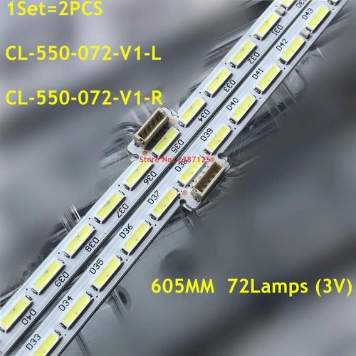 Bande de rétroéclairage LED 605MM 72 lampe pour TV 55 ""CL-550-072-V1-L CL-550-072-V1-R 11800822 LK10024666-AO 55PUS7101 55PUS733 TPTcape U2 1kit 2pcs