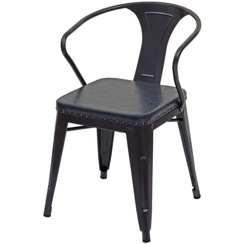 4x Chaises De Salle À Manger Cuisine En Synthétique Et Métal Style Industrielle Gris Noir Cds04552