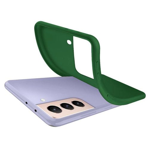 Coque Samsung Galaxy S21 5g Silicone Liquide Vert + 2 Vitres En Verre Trempé Protection Écran Evetane