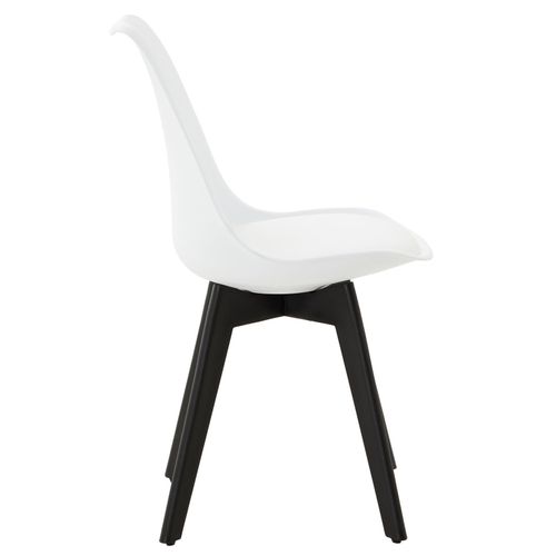 Lot De 4 Chaises De Salle À Manger Rouen, Chaises De Cuisine En Plastique Noir Et Blanc Avec Coussin D'assise