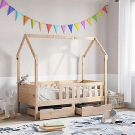 Cadre De Lit Enfant Avec Tiroirs Sans Matelas 70x140 Cm Bois