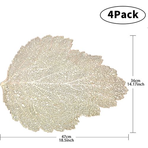 Sets De Table Élégants En Pvc Lavables ¿ Design Argenté Antidérapant, Résistants À La Chaleur, 4 Pièces Pour Repas Et Événements