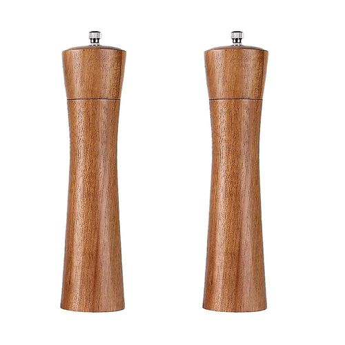 Ensemble De Moulins À Sel Et À Poivre En Bois De Qualité Supérieure - Finesse Réglable, Design Ergonomique, Support Inclus