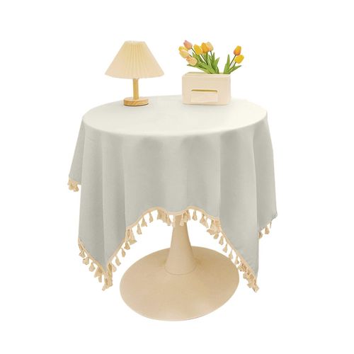 Élégante nappe ronde en coton et lin imperméable ¿ Lavable, anti-plis, idéale pour la cuisine et les événements de Noël