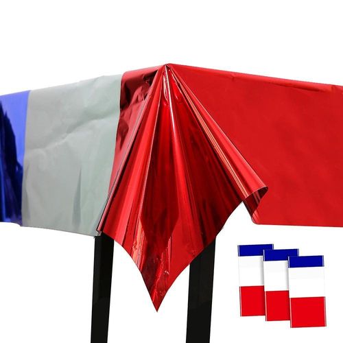 Lot de 3 nappes jetables du 4 juillet - Housses en PET patriotiques rouges, blanches et bleues pour fêtes et célébrations