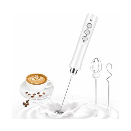 Mousseur à lait électrique portable rechargeable par USB avec 3 fouets - Parfait pour le café, les lattes et plus encore !