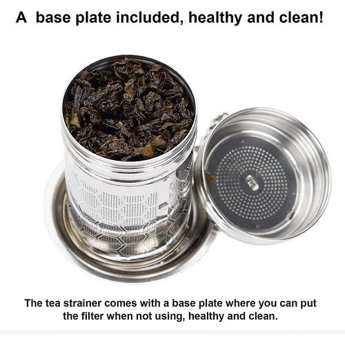 Passoire à thé en acier inoxydable de qualité supérieure - Infuseur cylindrique avec base pour un thé parfaitement infusé, facile à nettoyer et à utiliser