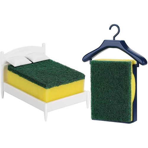 Ensemble De Porte-Éponges En Forme De Lit ¿ Rangement Pour Évier De Cuisine Avec Éponges, Design Étanche Et Ventilé Pour Une Propreté Optimale