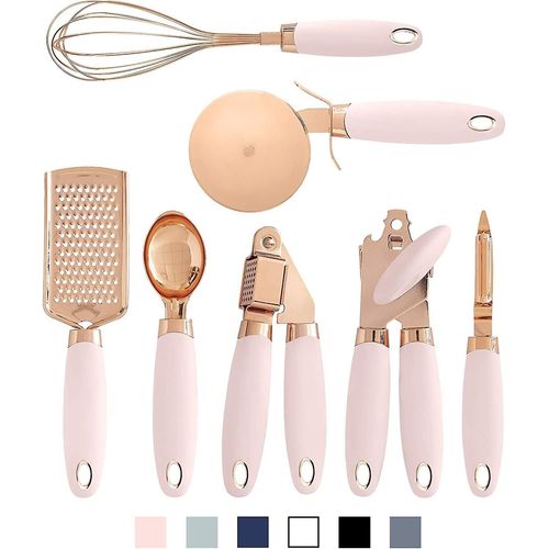 Ensemble D'ustensiles De Cuisine En Acier Inoxydable Cuivré De 7 Pièces Avec Poignées Douces Au Toucher - Cadeau Idéal Pour Toutes Les Occasions