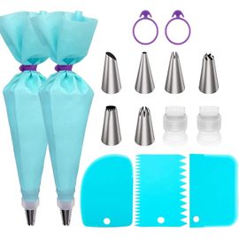 Ensemble De Poches À Douille Réutilisables De Qualité Supérieure Avec Embouts Et Grattoirs Pour La Décoration De Gâteaux - Parfait Pour Les Pâtissiers De Tous Niveaux