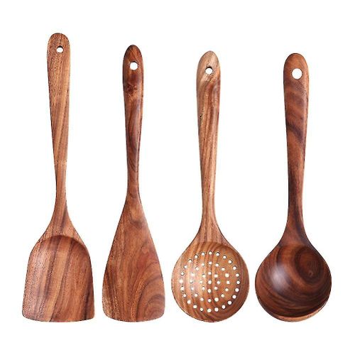 Ensemble D'ustensiles De Cuisine En Bois De Qualité Supérieure - Spatules Et Cuillères Pour Cuisiner, Pâtisser Et Servir - Écologique Et Durable
