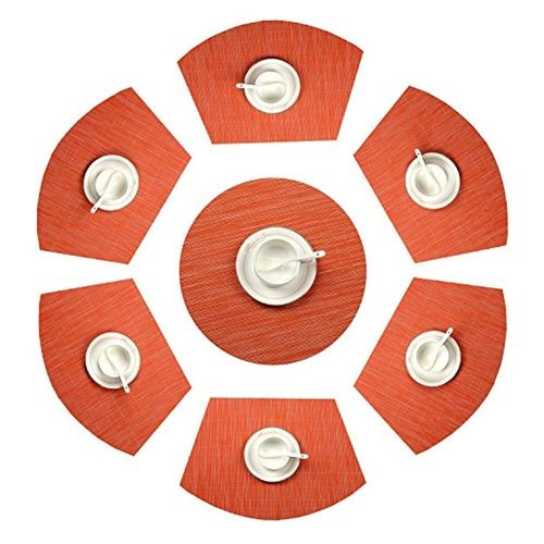 Lot De 7 Sets De Table Et Sous-Verres Orange Vif Pour Table À Manger - Design Élégant, Durable, Résistant Aux Taches Et Antidérapant