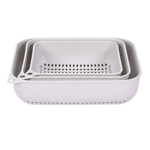 Ensemble De 3 Paniers De Cuisine Rectangulaires Pour Fruits Et Légumes - Gain De Place, Drainage Facile, Design Ergonomique